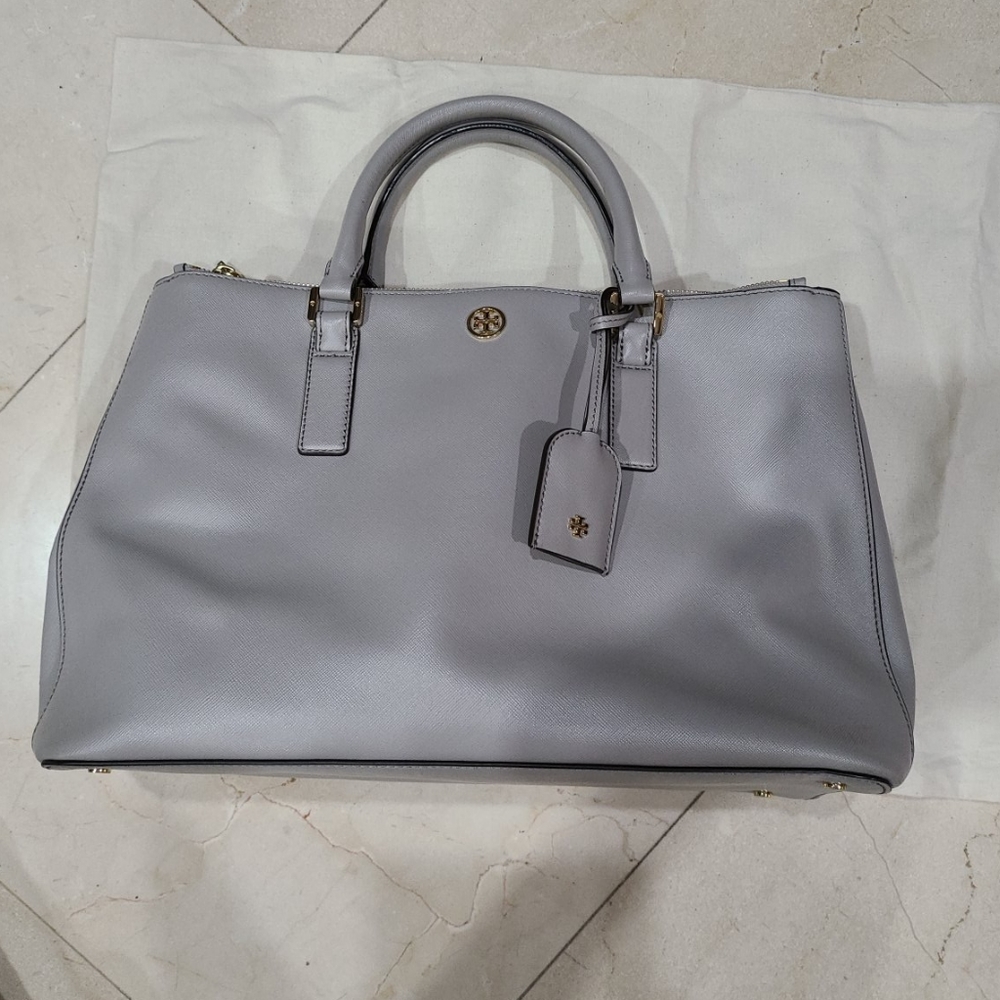 Tory Burch satchel w/ strap, light grey, used once
